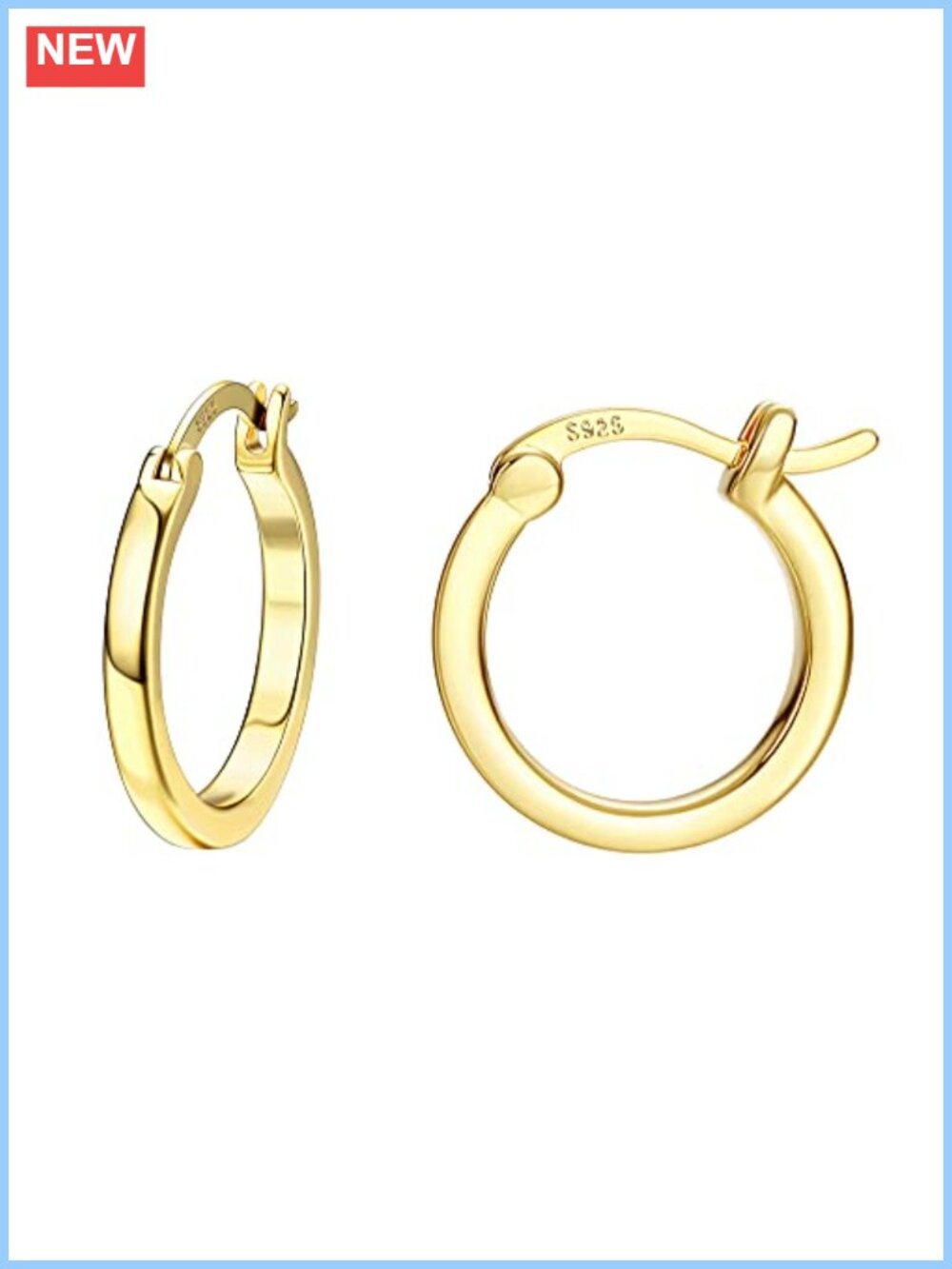 18K Gold Plated Hoop Earrings 925 Sterling Silver Square Tube Hypoallergenic